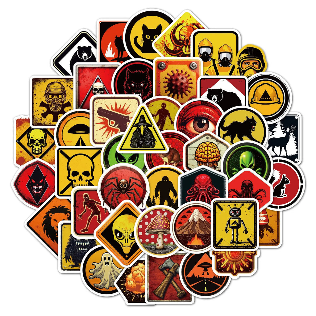 Waterproof warning stickers pack for helmets and outdoor equipment