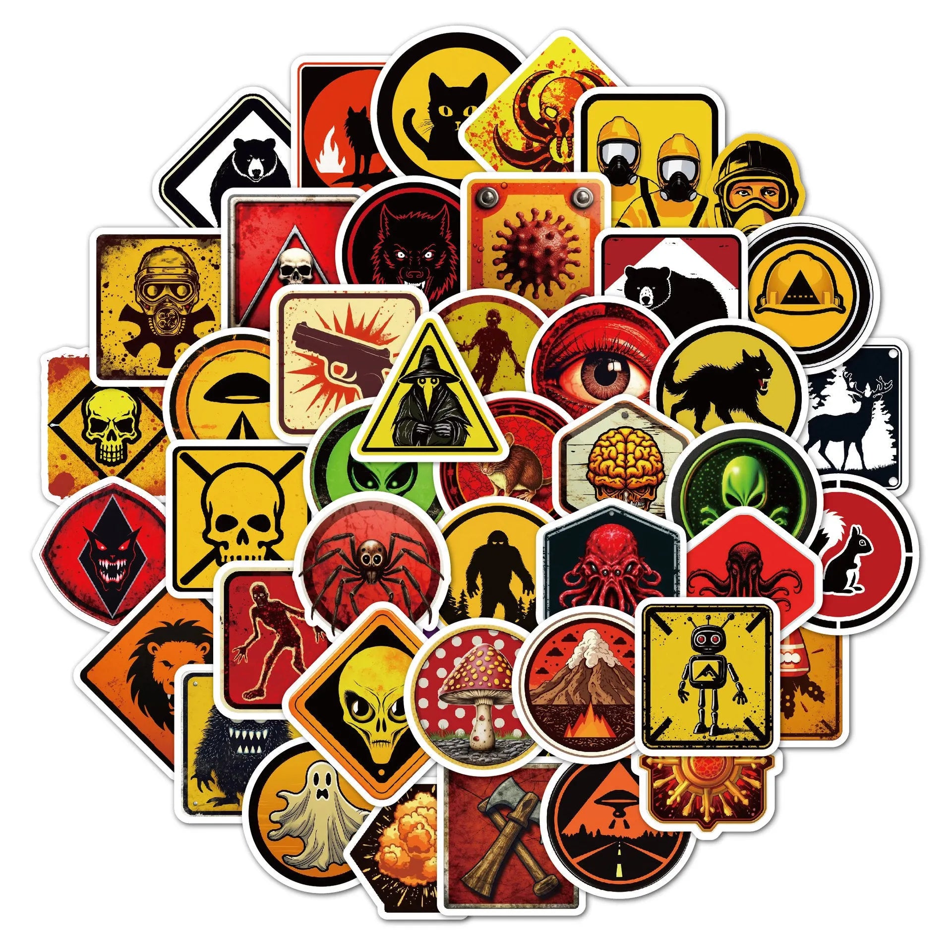 Waterproof warning stickers pack for helmets and outdoor equipment