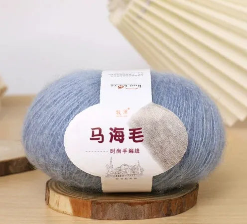 Mohair wool ball for DIY scarf kit with 34 colour options including white, grey, pink and blue