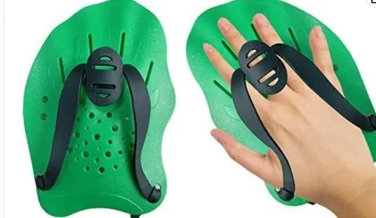 Pair of swimming training hand paddles for freestyle stroke technique in multiple colour options