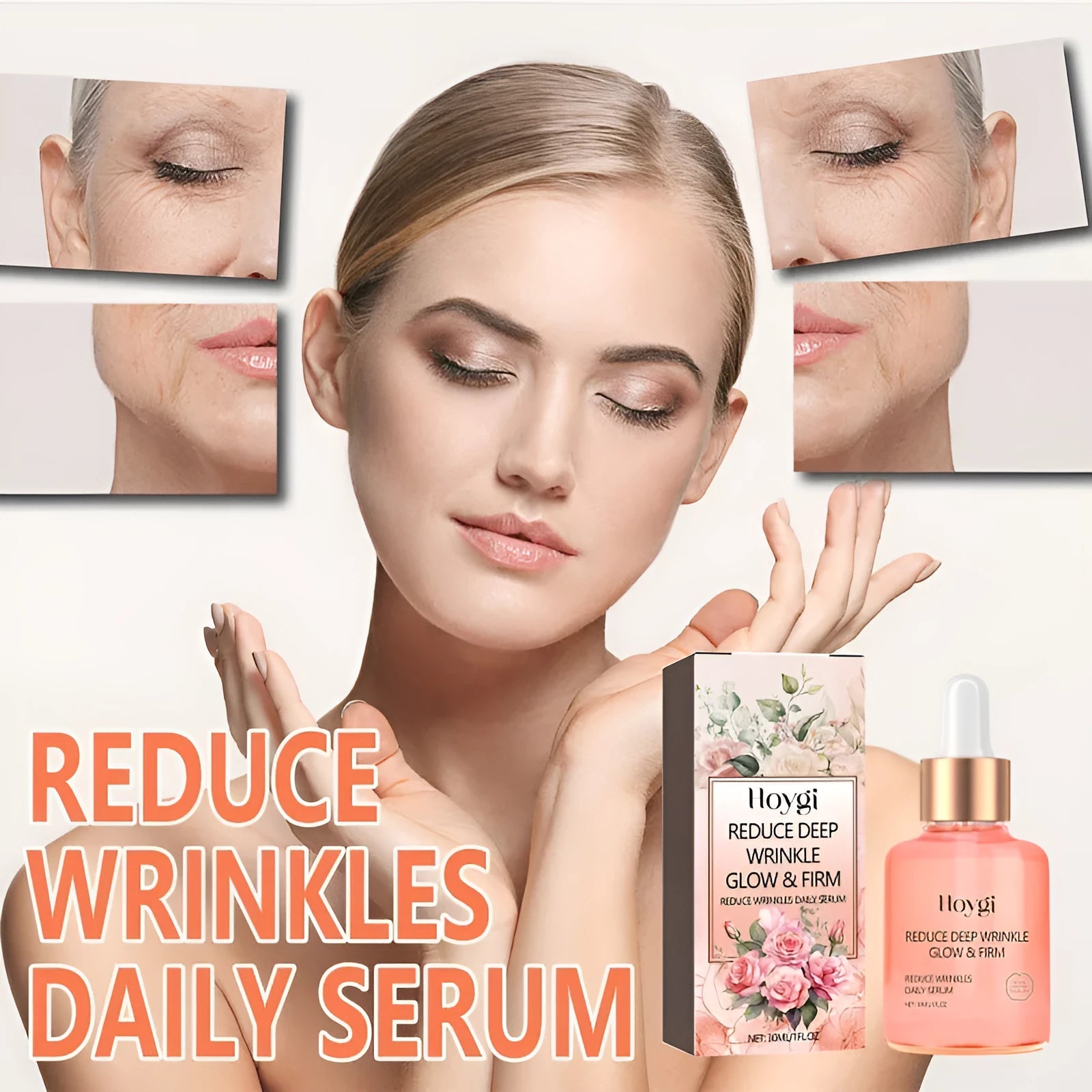 30ml rose essential oil in glass bottle for smoothing wrinkles and brightening skin