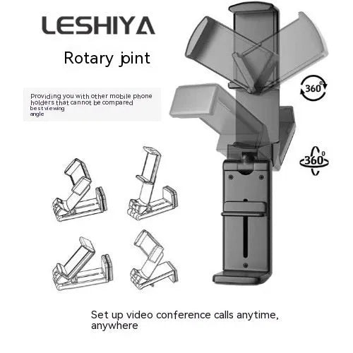 Foldable rotating phone holder in black, grey or green colours for universal mobile devices