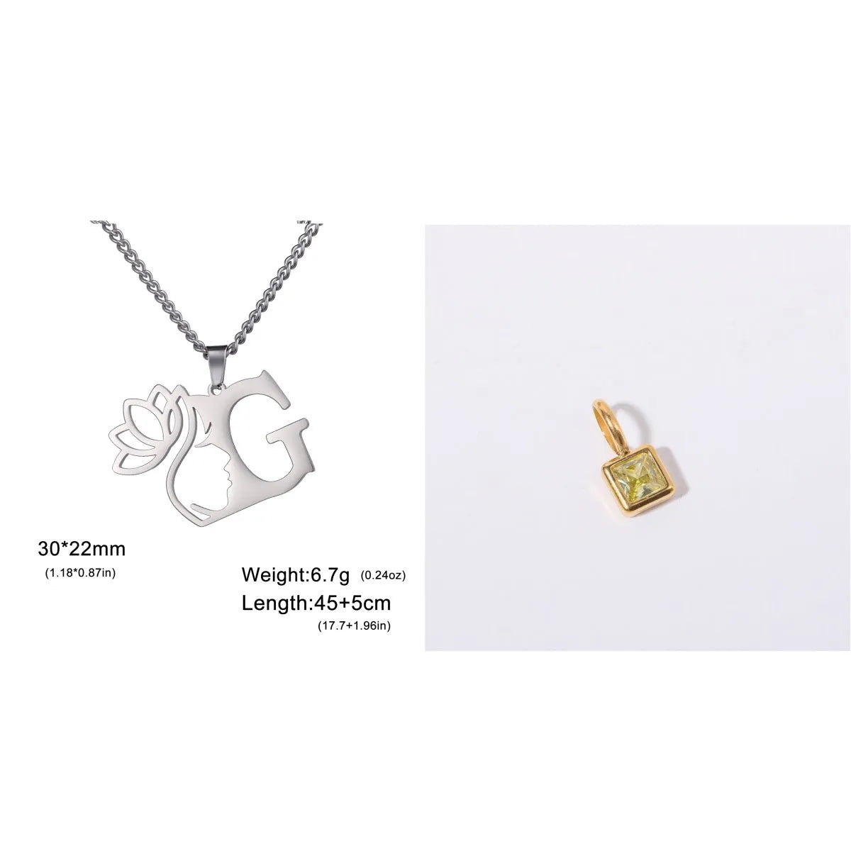 Stainless steel cross chain necklace with single pendant in gold or silver colour
