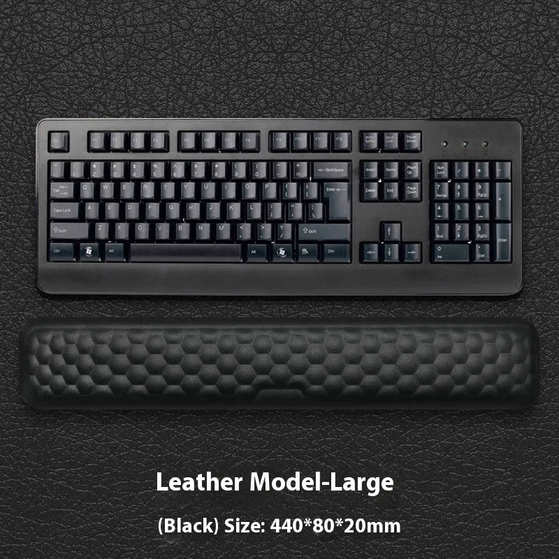 Memory cotton wrist pad for computer use in black or grey with cloth or leather options