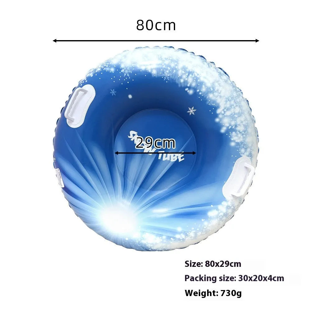 Colourful thick PVC ski ring toy for winter outdoor snow play.