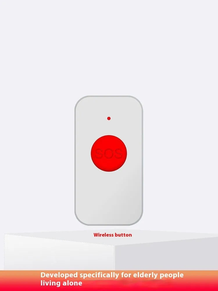 White voice emergency alert device with central buzzer and three wireless emergency buttons for elderly care