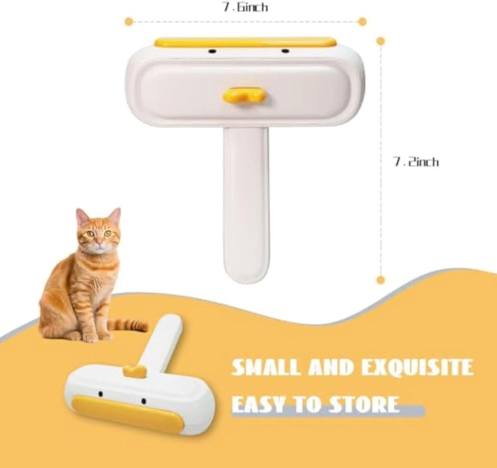 Yellow duck design reusable manual pet hair remover brush with lid open