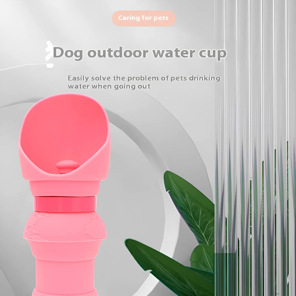 A folded and unfolded silicone water cup for pets, shown in green pineapple colour.