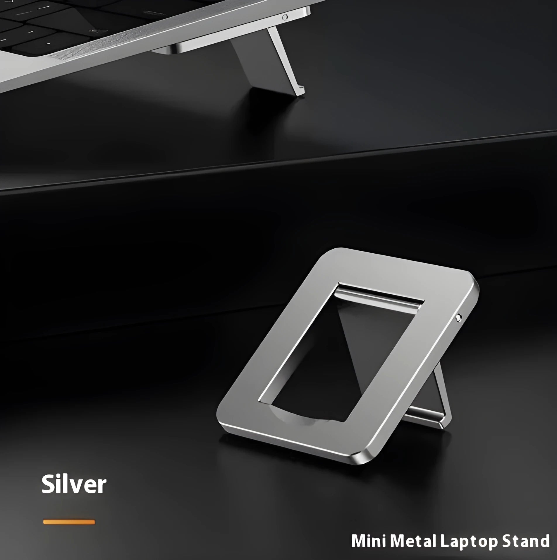 Portable aluminium alloy laptop stand bracket in silver and white foldable design
