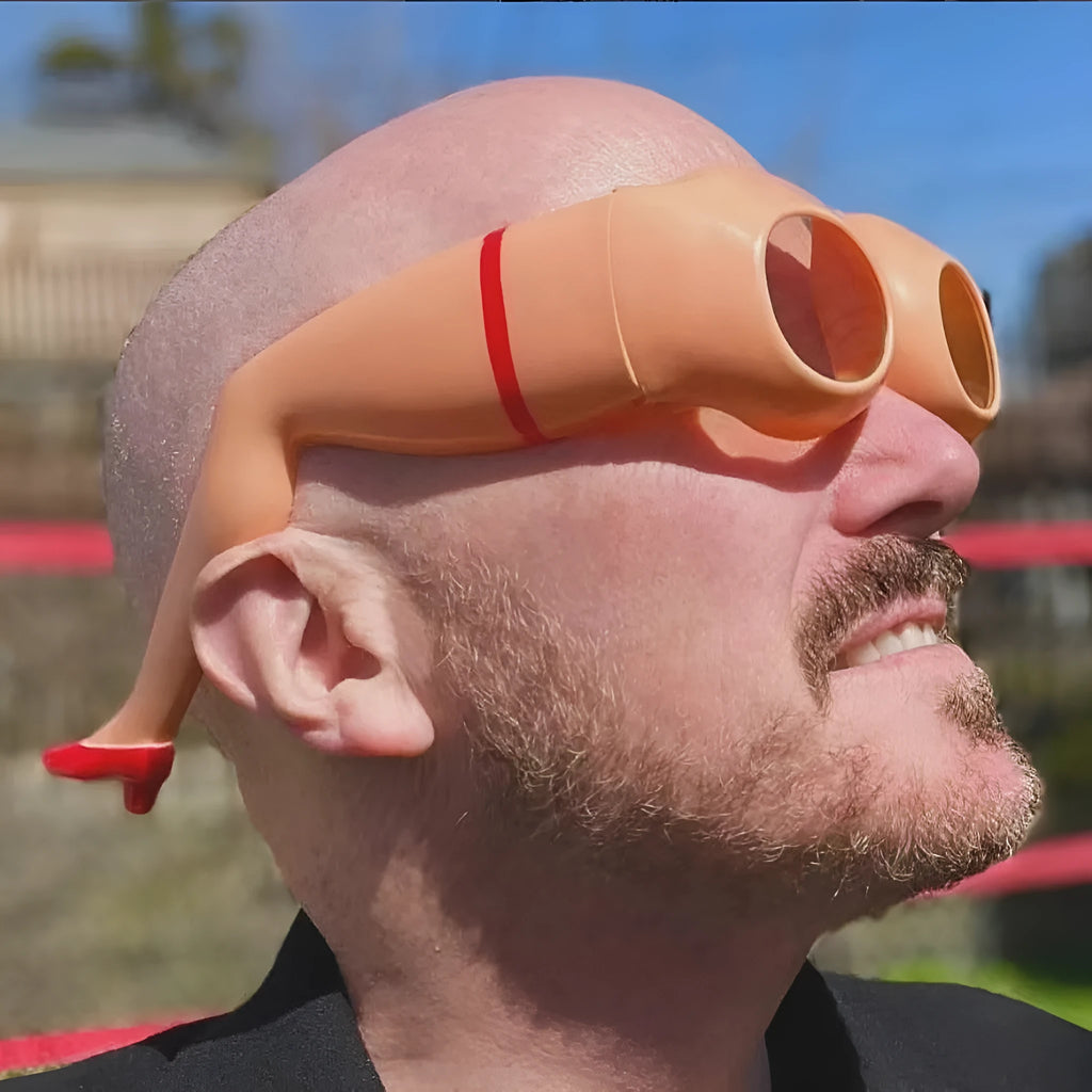 Orange leg hip style personality sunglasses with oversized novelty dimensions