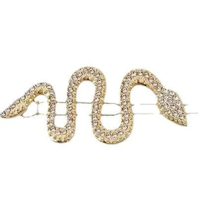 Korean vintage snake design hair barrette with electroplated gold or silver finish