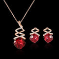 Women's alloy bridal jewellery set with necklace and earrings featuring water wave chain design