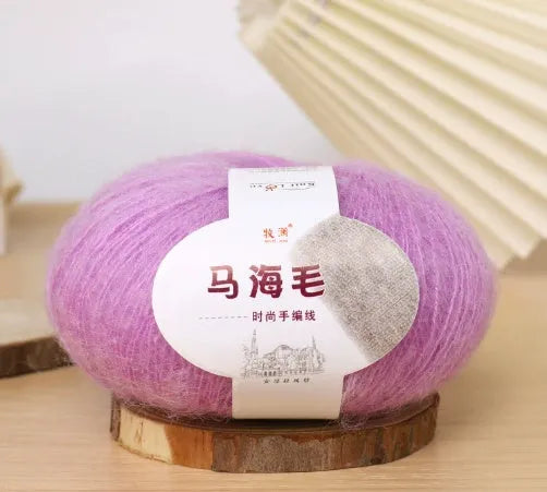 Mohair wool ball for DIY scarf kit with 34 colour options including white, grey, pink and blue