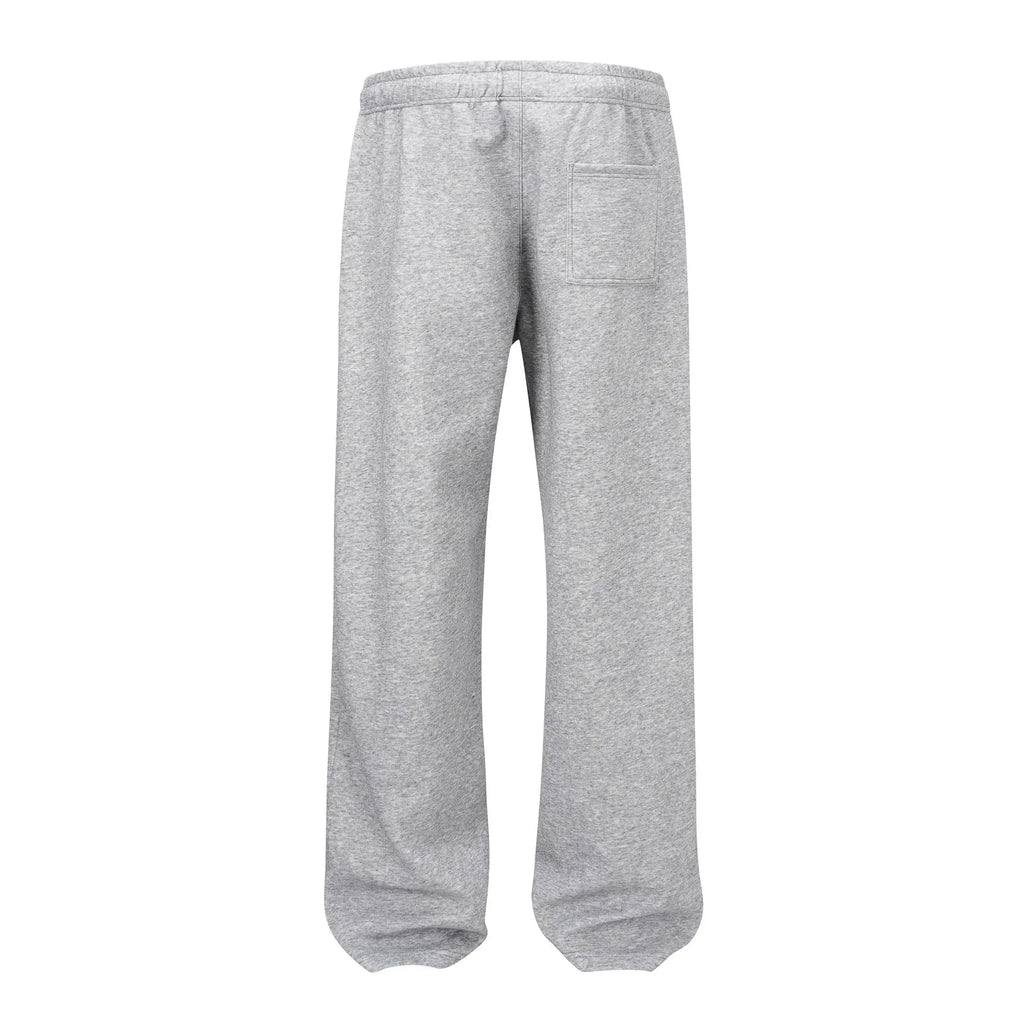 Men's straight-leg cotton casual trousers in black or grey colours with wide cut and mid waist