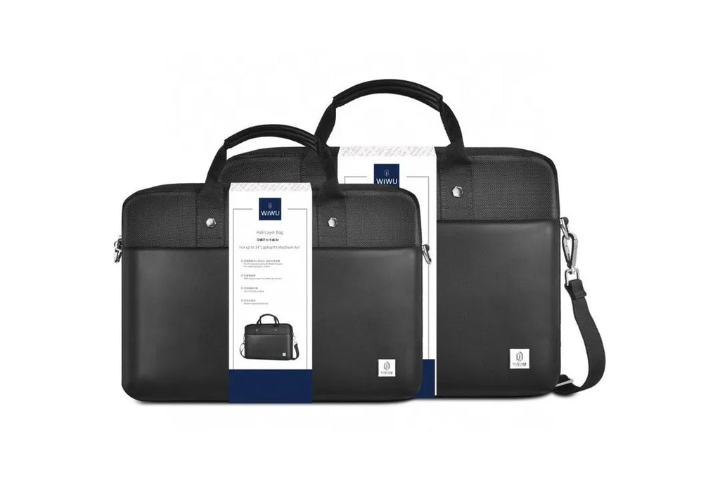 Black Oxford cloth laptop rucksack with multiple pockets and a lock, shown fitting a 15.6-inch laptop.