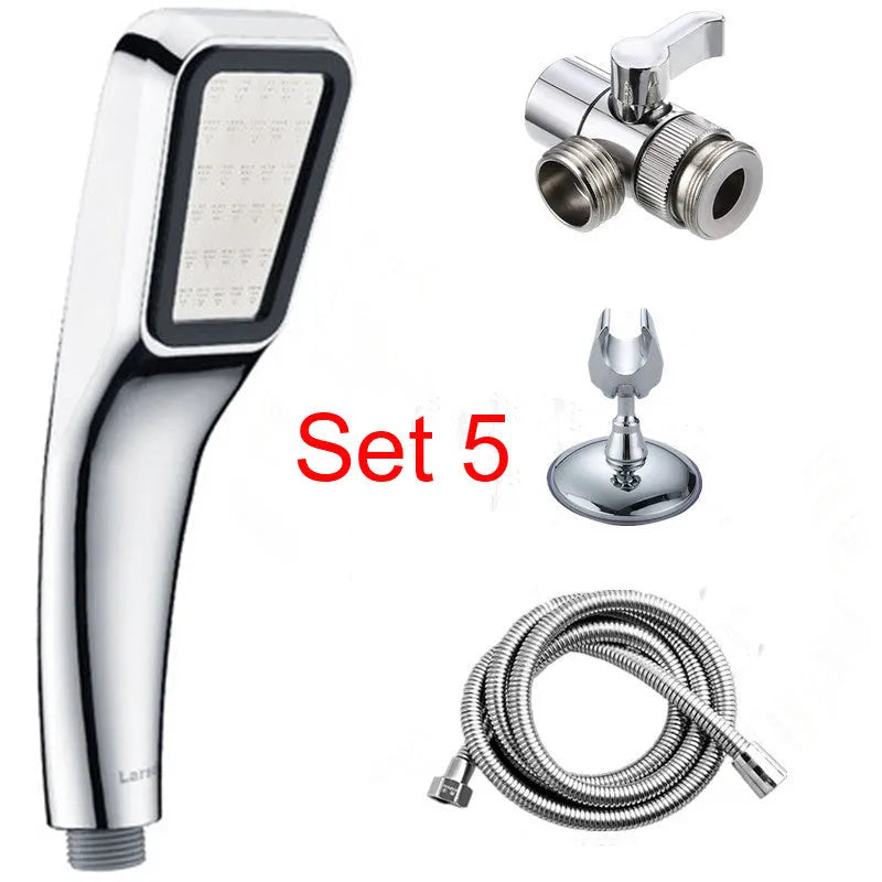 Orange hand-held pressurised shower set with rain function for home bathrooms