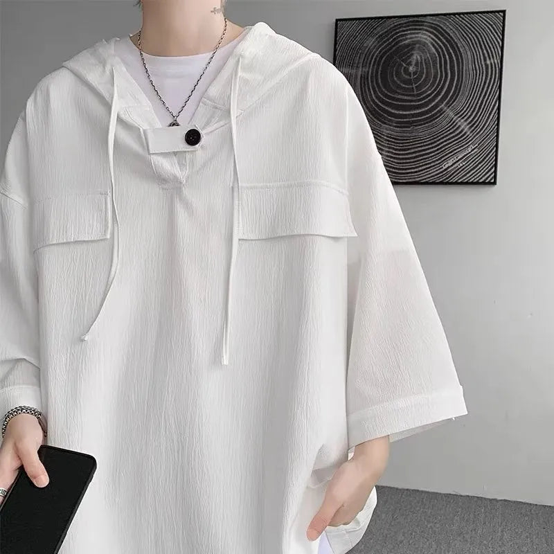 Men's hooded short sleeve T-shirt in loose summer fit available in multiple colours and sizes