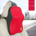 Black memory foam car headrest pillow and lumbar support pillow set on car seat