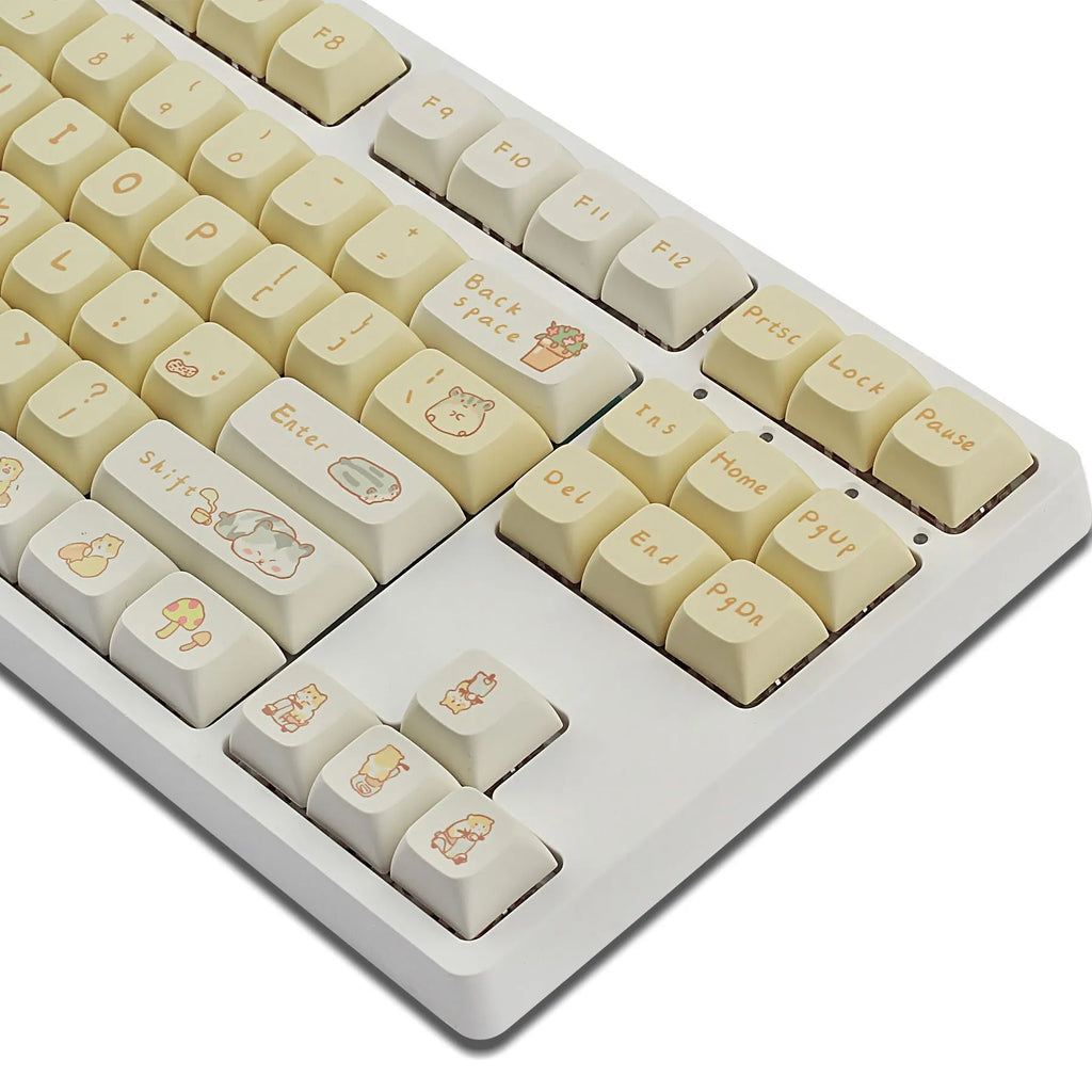 Set of XDA profile plastic keycaps for 68 75 98 100-key mechanical keyboards in grey and yellow.