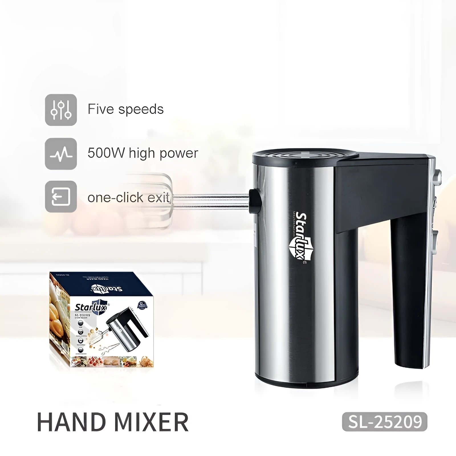SL-25209 500W electric hand mixer with 5-speed control for baking tasks