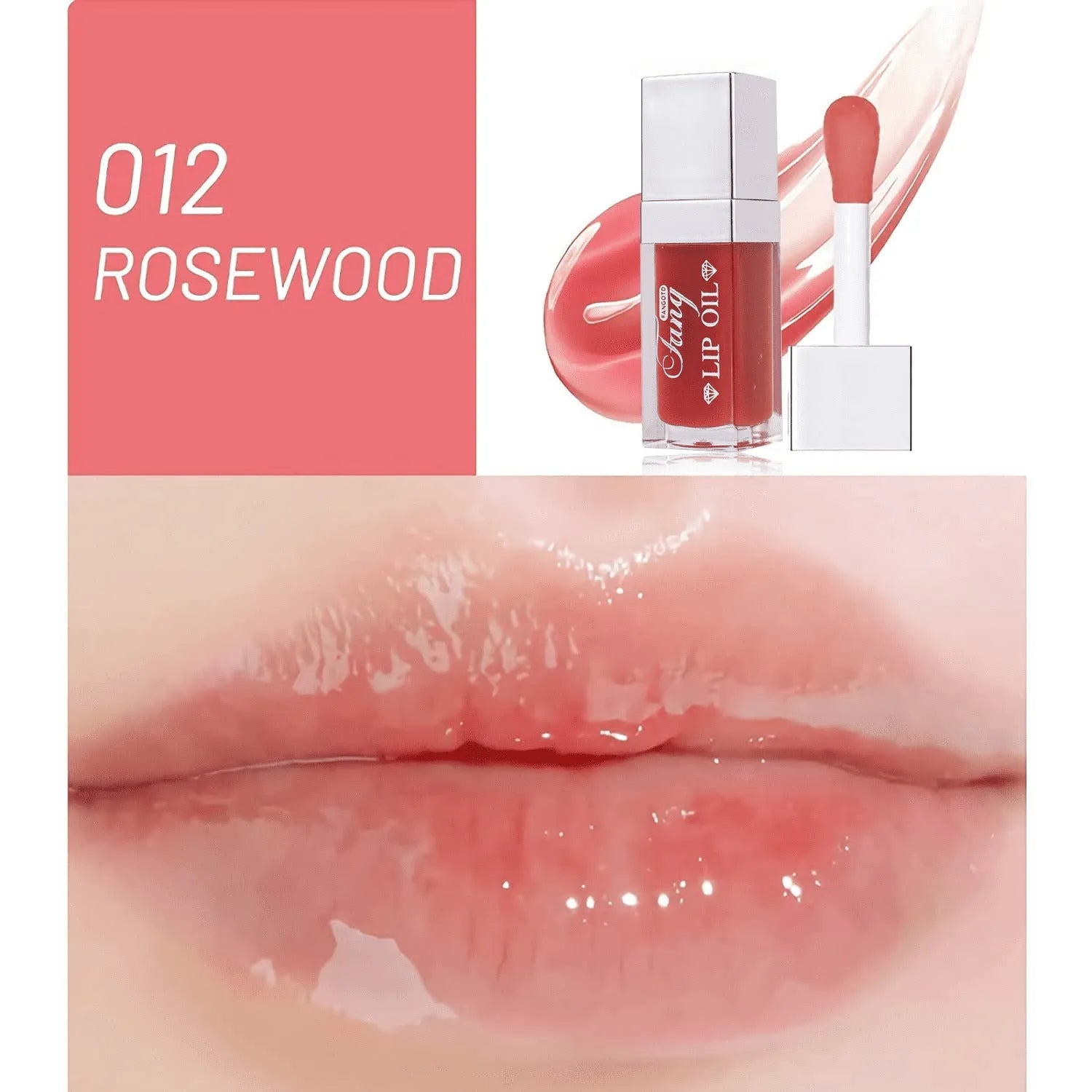 Five colour options of bright lip gloss mint lipstick with moisturising lip essence oil applicator
