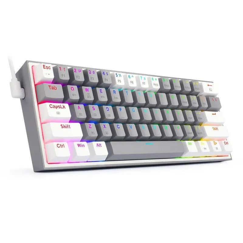 K617 white pink wired mechanical keyboard with RGB backlit keys and dual-colour keycaps.