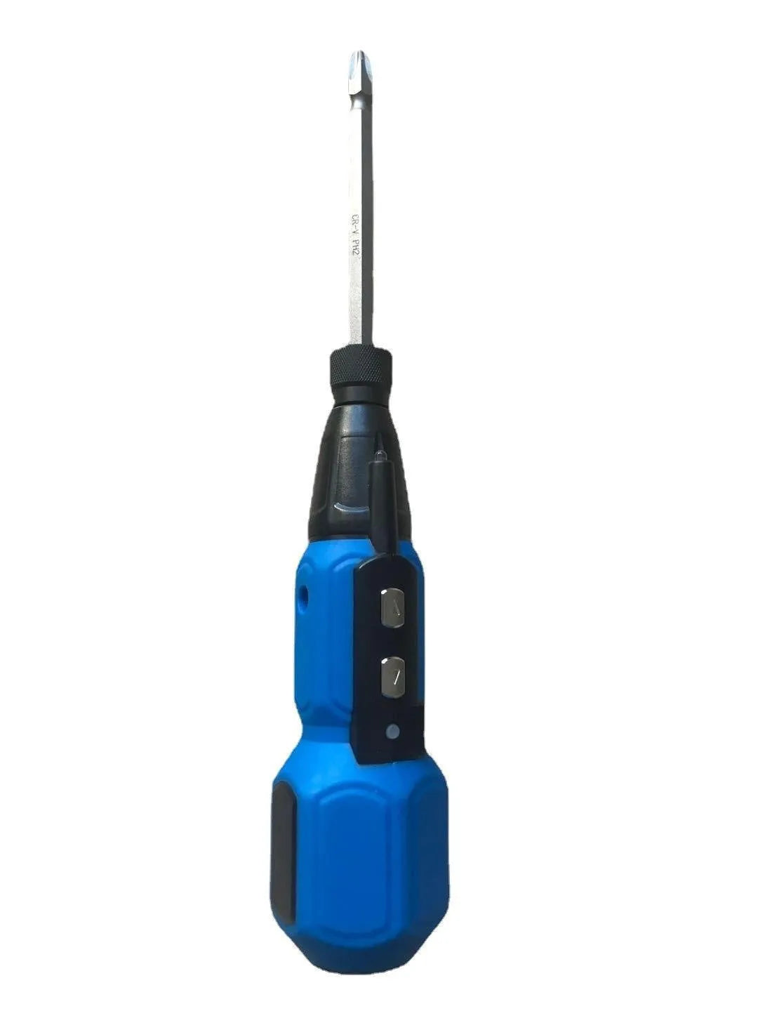 Alloy steel straight handle cordless electric screwdriver in black or blue with lithium battery