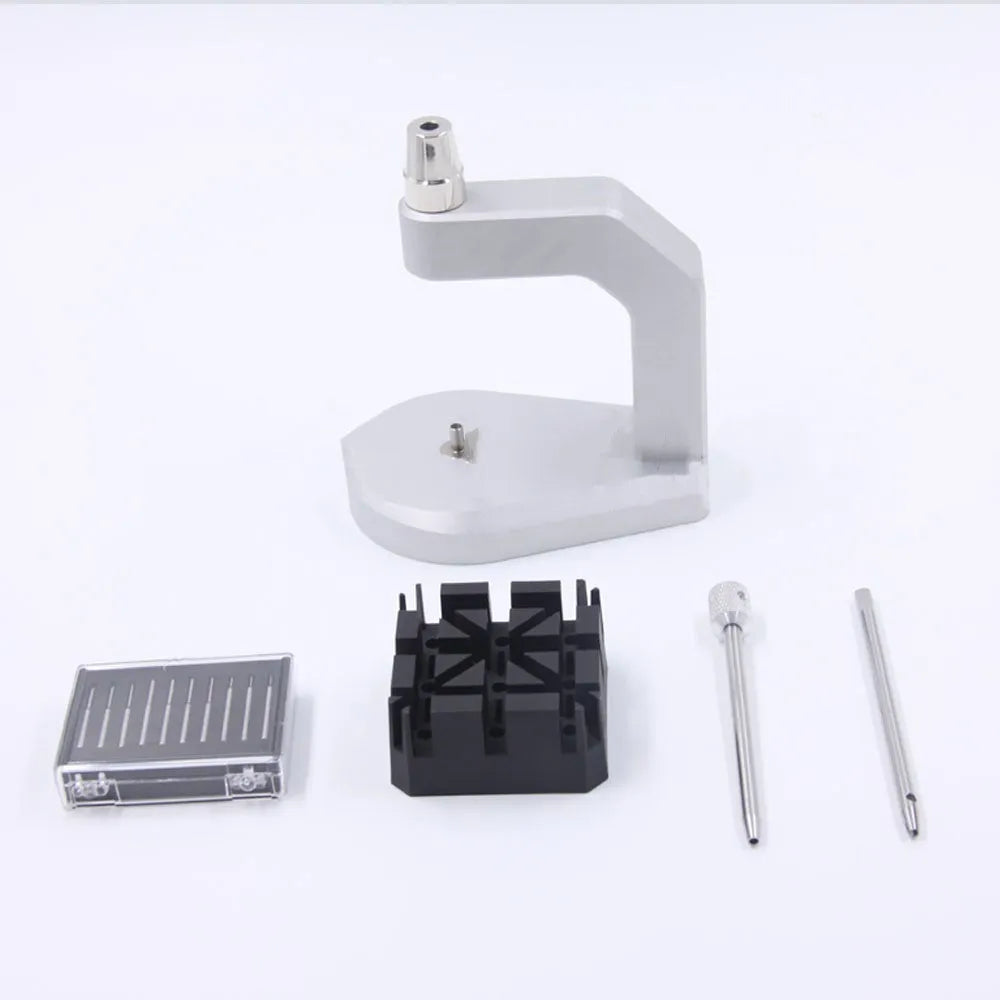 Silver tool steel press strap removal tool with precision blade for watches and electronics