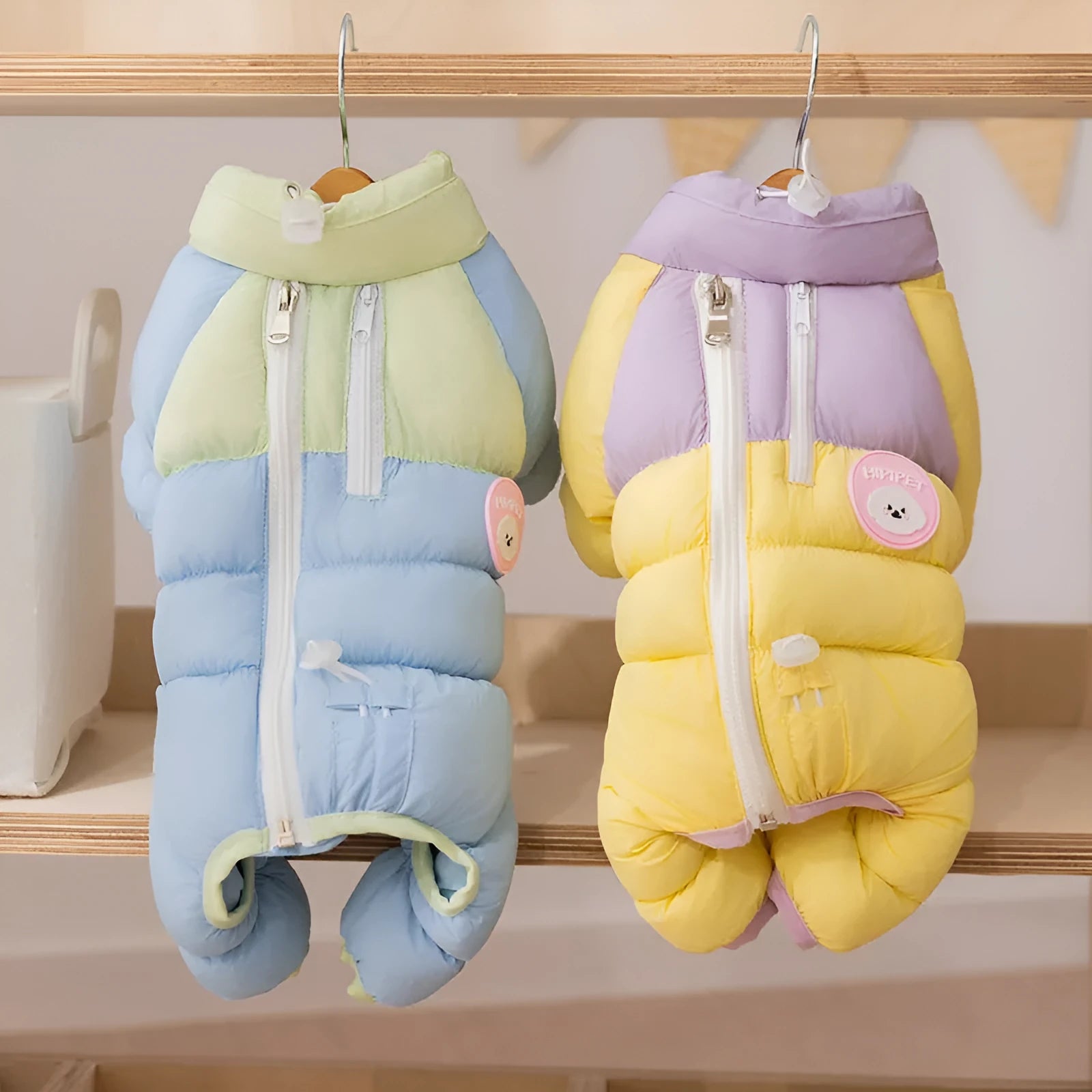 Macaron blue thickened cotton zipper pet jacket for small dogs and cats