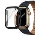 PC tempered film watch case in multiple colours including transparent, leopard print, and carbon fibre patterns for Apple Watch.