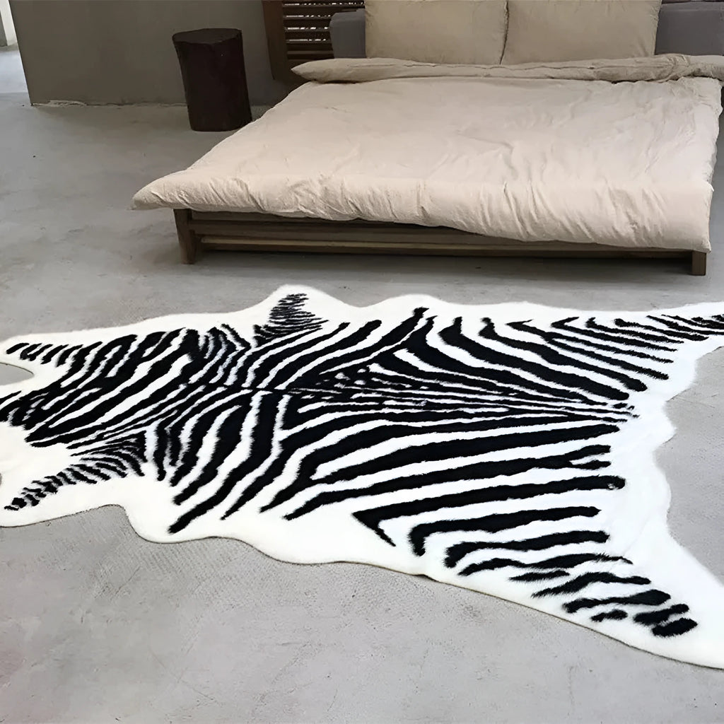 Light Luxury Floor Mat Imitation Cashmere Home Bedroom Cooling Bedside Blanket Cute Animal Print Leopard Zebra Tiger Pattern Washable Carpet Mat