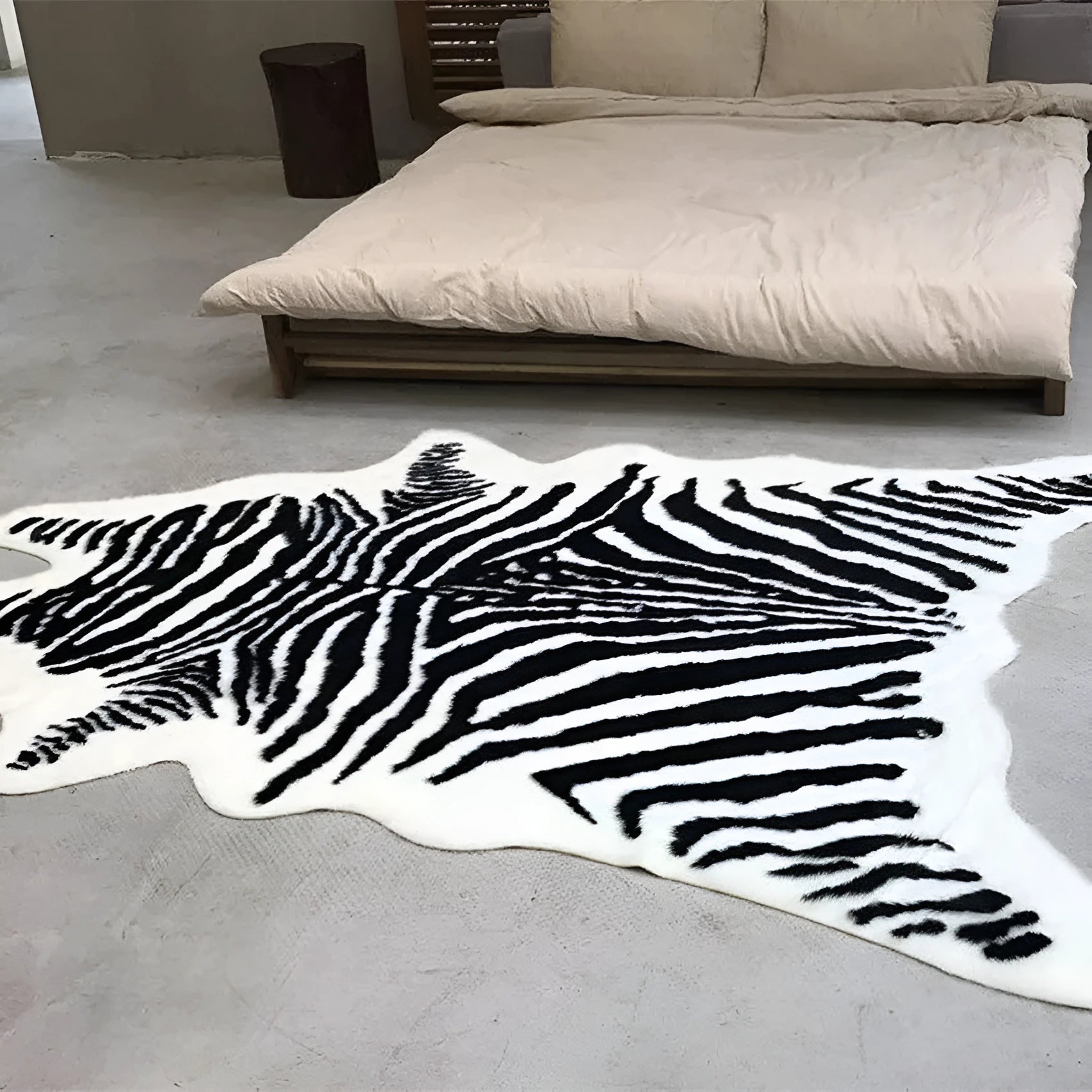 Light Luxury Floor Mat Imitation Cashmere Home Bedroom Cooling Bedside Blanket Cute Animal Print Leopard Zebra Tiger Pattern Washable Carpet Mat