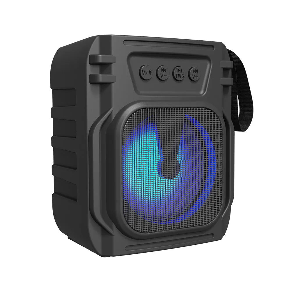 Portable Bluetooth speaker in colour 3107 with USB charging cable, measuring 110 x 87 x 137mm
