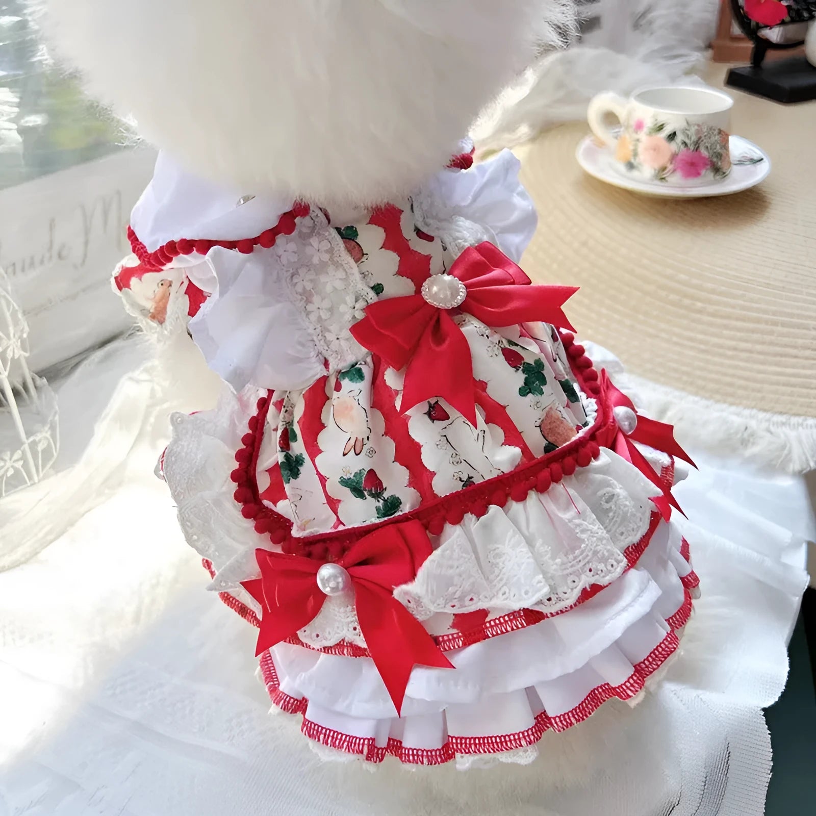 Princess style rabbit skirt dog dress costume for small pets with polyester material