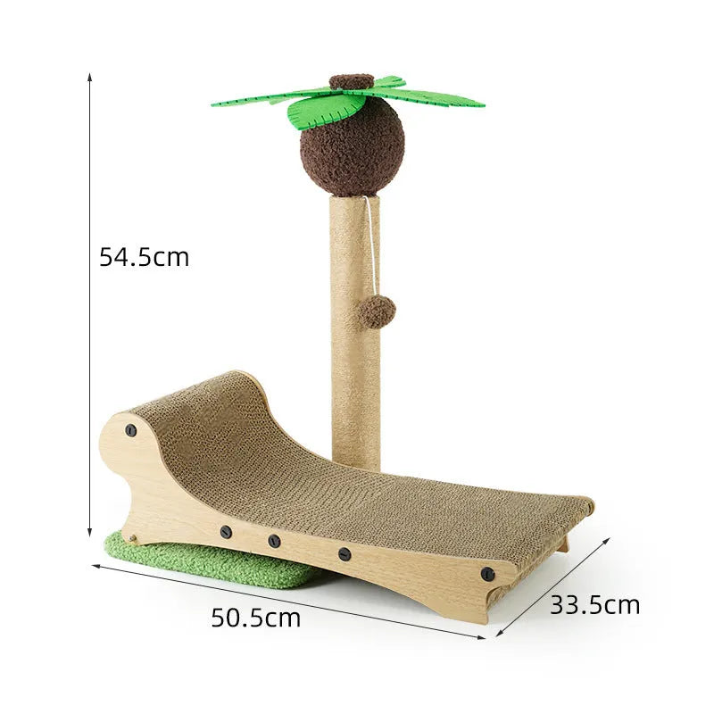 Wooden beach chair design cat climbing frame with chamfered columns and hemp mat