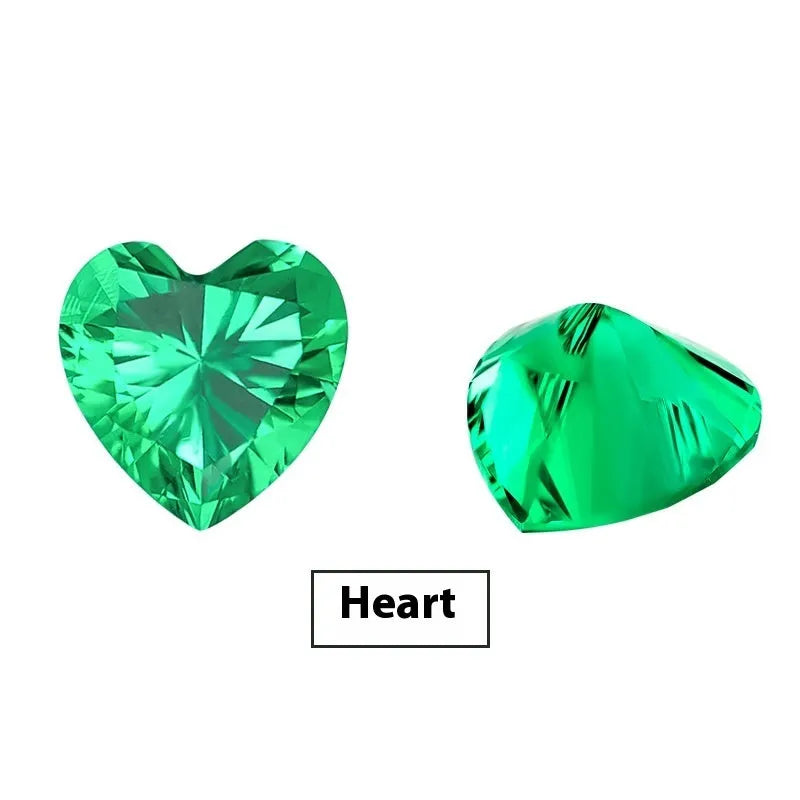Columbia green cultivated emerald loose stones showing round and rectangular grandmother cuts in various sizes