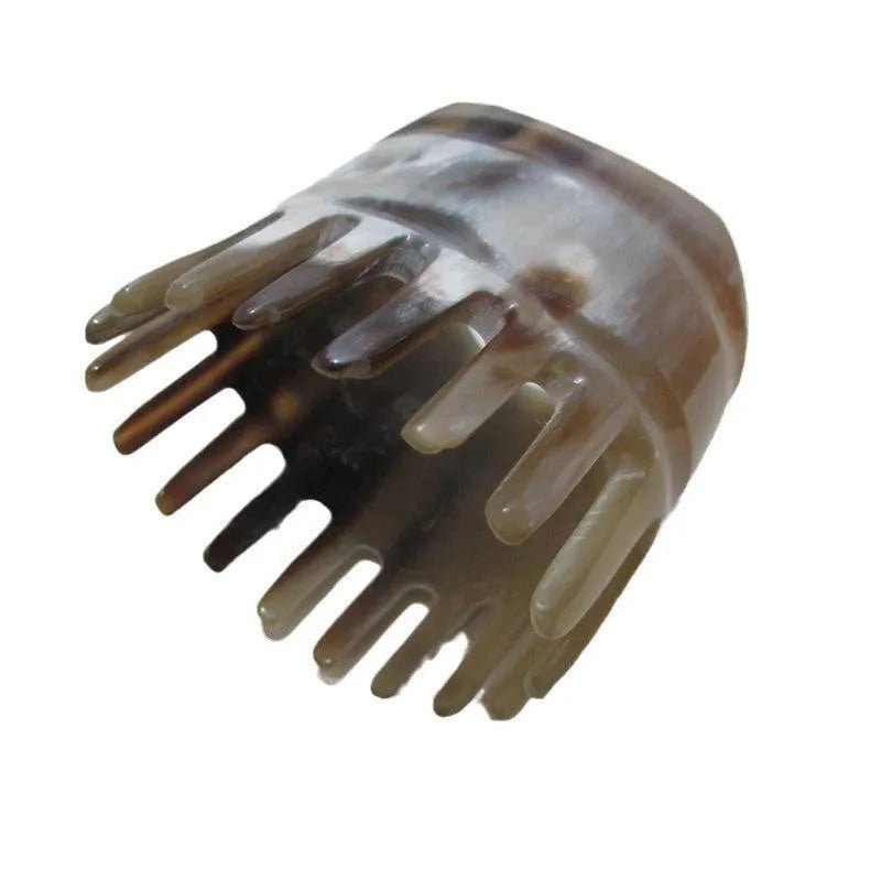 Black buffalo horn meridian massage comb with half wide teeth shampoo design
