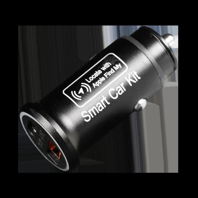 Black car charger GPS locator device for OBD-II port vehicle tracking.