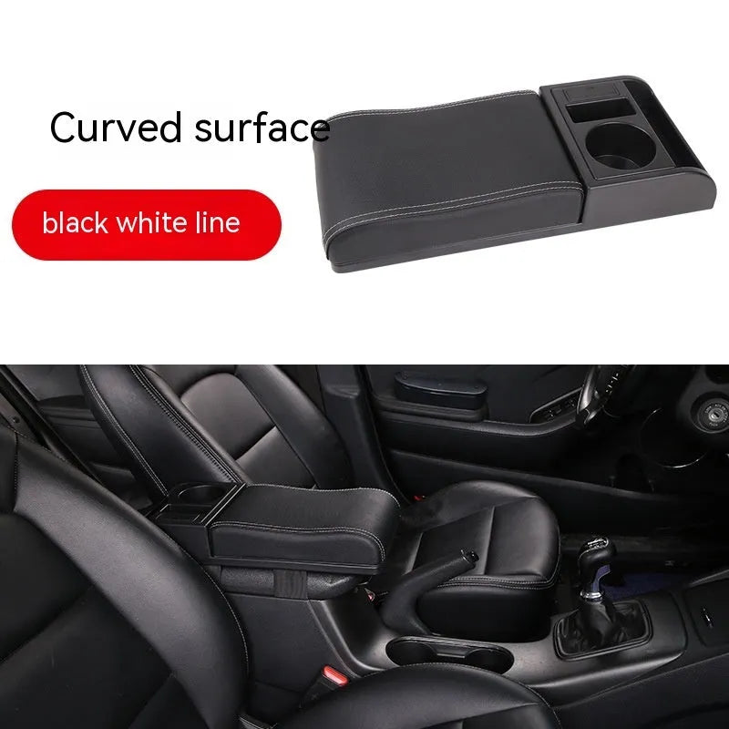 Universal plastic car armrest cover with height adjustment in multiple colour and texture options