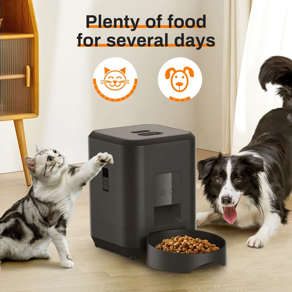 White WiFi automatic pet feeder with British plug for cats with feeding tableware