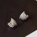 Geometric line design women's earrings with electroplated platinum colour and zircon accents