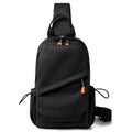Men's black polyester crossbody bag with adjustable strap and simple casual styling