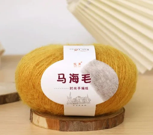Mohair wool ball for DIY scarf kit with 34 colour options including white, grey, pink and blue