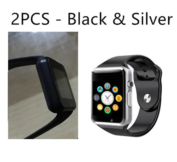 A1 smart watch with 1.54-inch screen showing camera, Bluetooth and GSM connectivity options