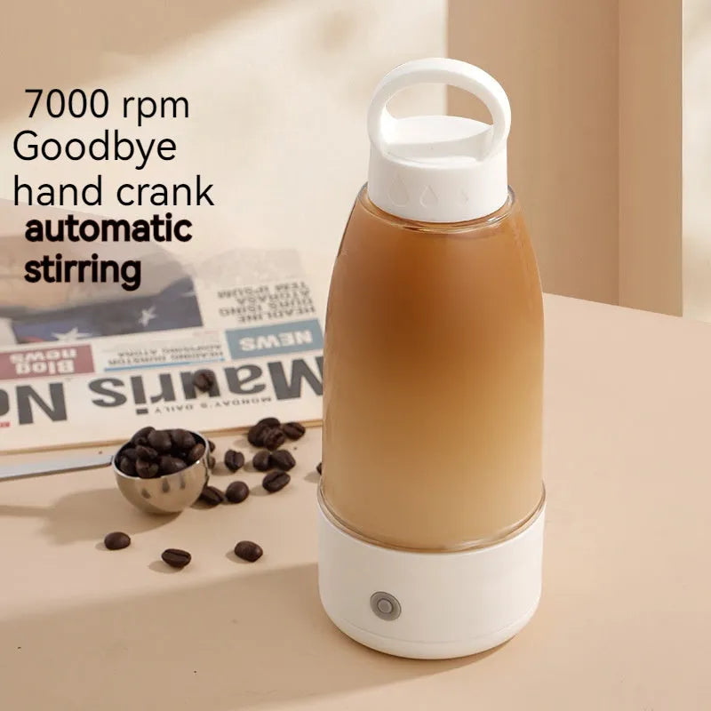 Automatic electric shaker bottle with USB port and handle in green, pink, or white