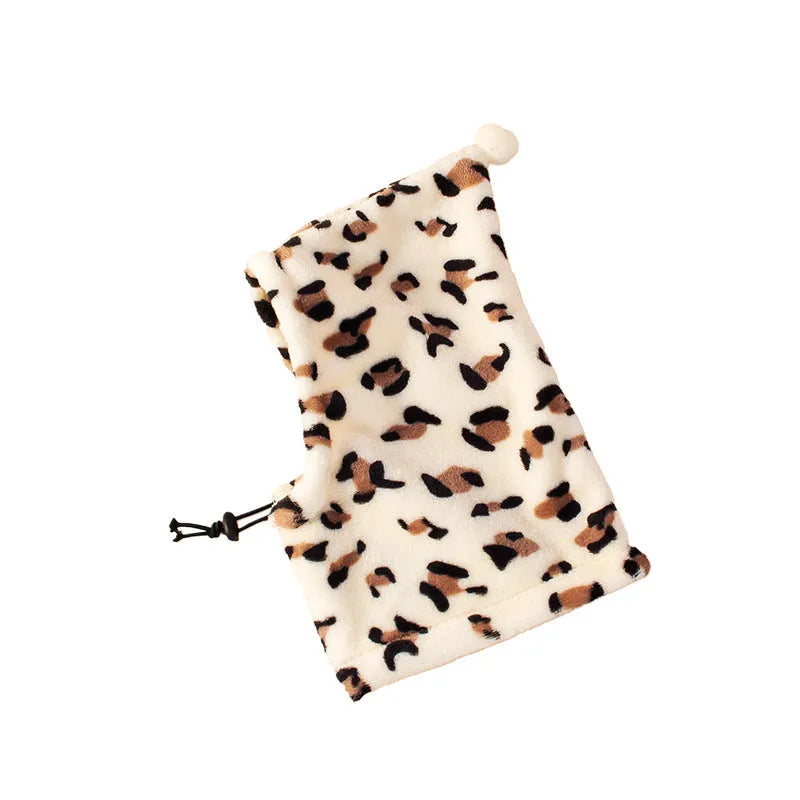 Cloth bear design pet headdress with rabbit ears on a dog, available in black, red, and leopard print.