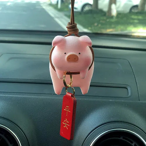 Cartoon pig figurine car dashboard ornament made from resin in various style options