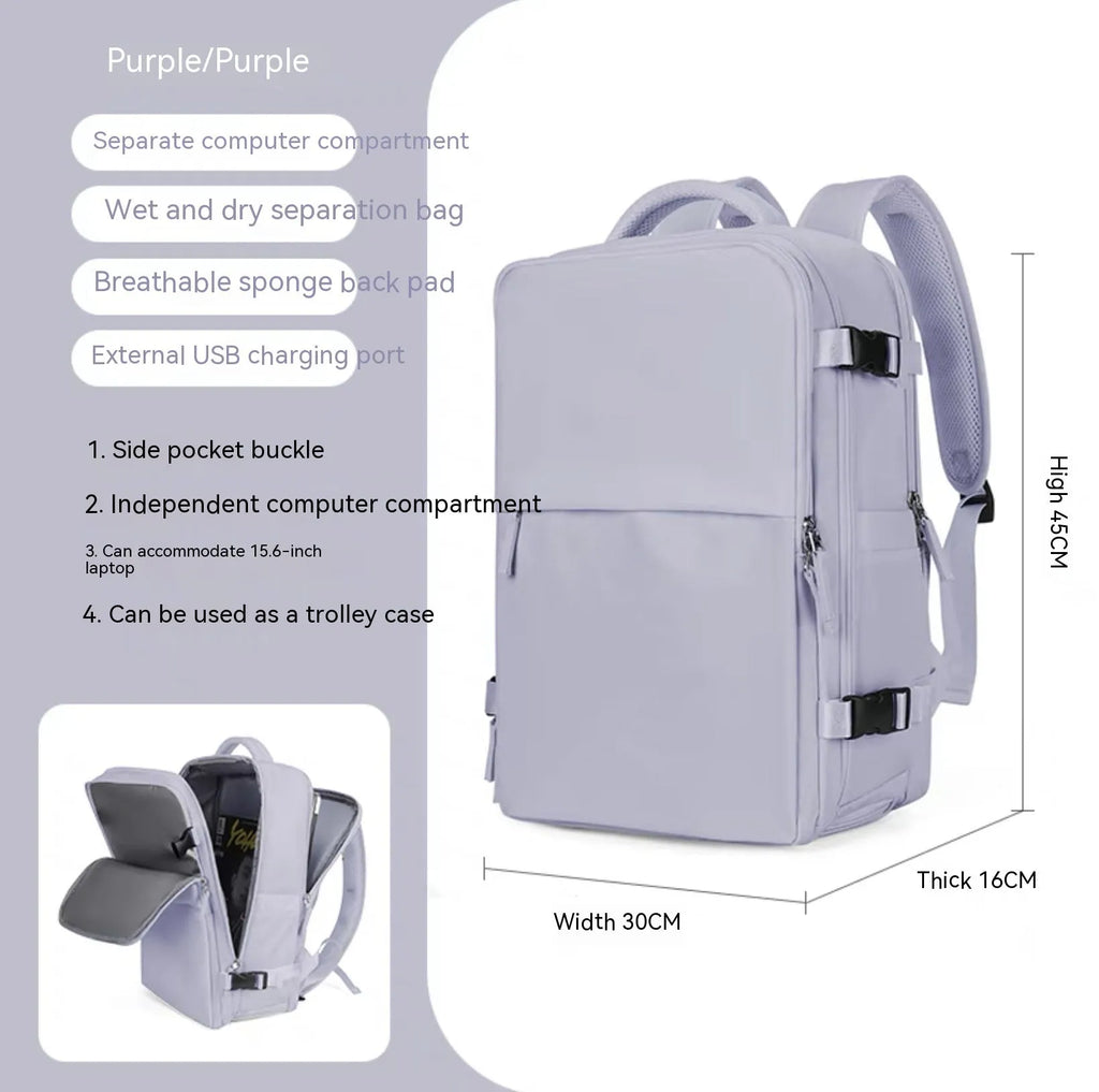 Waterproof nylon mummy backpack in multiple colour options showing large capacity travel bag