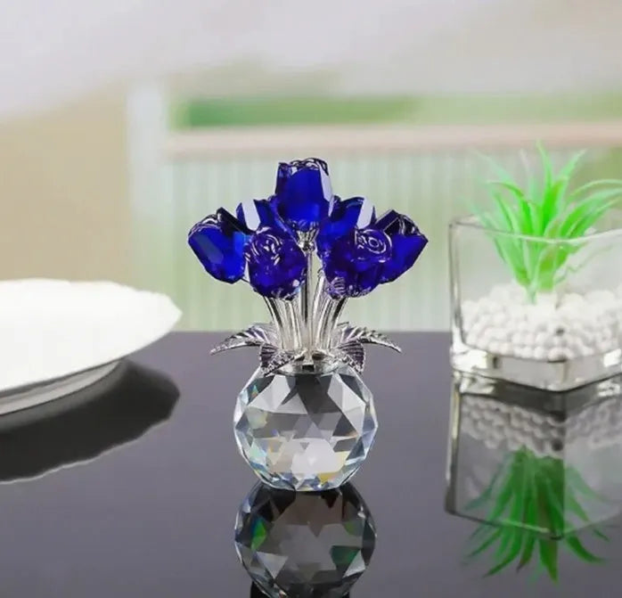 K9 crystal glass rose decoration in geometric shape with Chinese style design