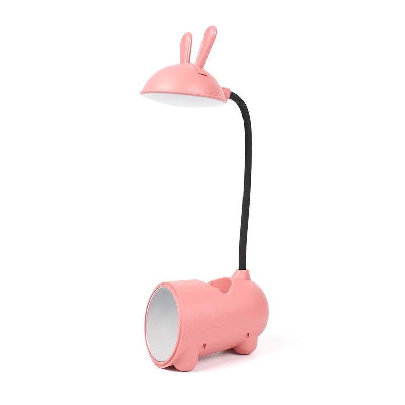 Cartoon style USB desktop table lamp with pen storage container in green colour
